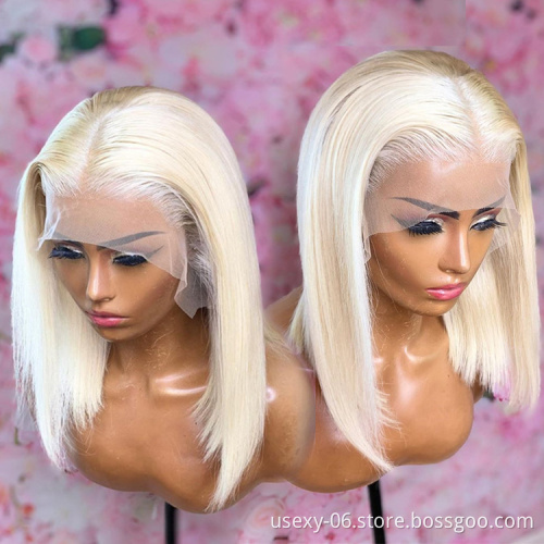 Wholesale 613 blonde bob human hair wigs,wholesale price peruvian short 613 human hair lace front wigs for black women